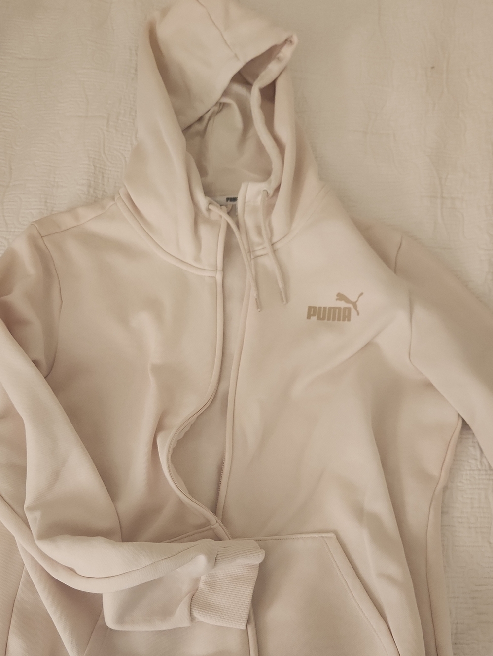 Puma Cream Zip Hoodie with Subtle Logo